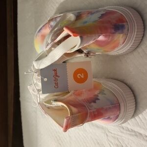 NWT Cat & Jack Girls Cora Tie-Dye Zipper Lace-up Sneakers - Size 2